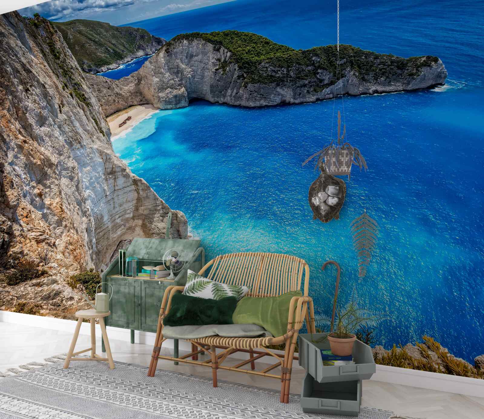 Fototapet plaje albe ca zăpada și ape turcoaz la poalele munților