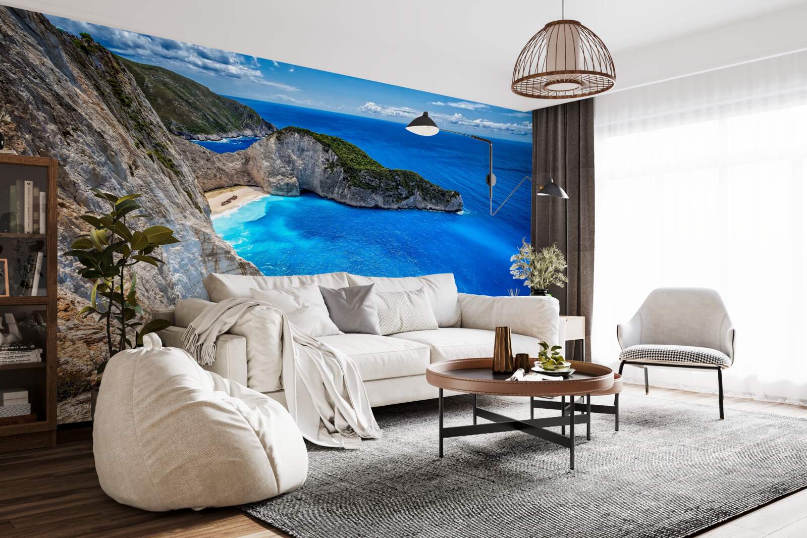 Fototapet plaje albe ca zăpada și ape turcoaz la poalele munților