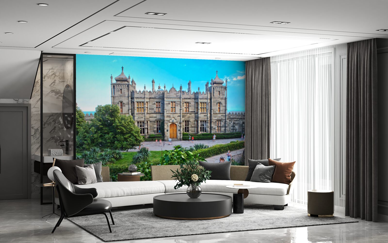 Fototapet vorontsov palat cu o grădină în curte