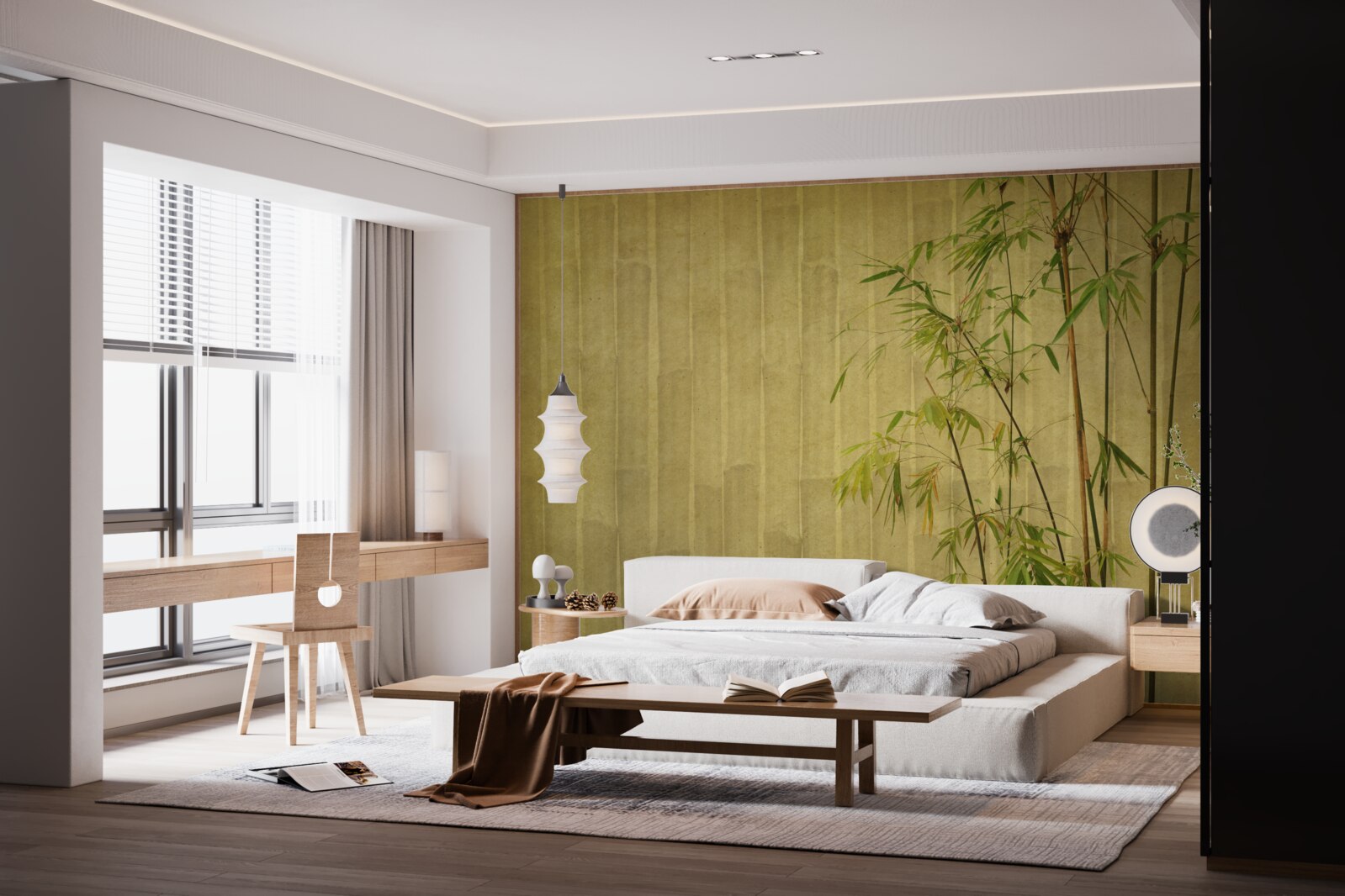 Fototapet ramurile apicale ale plantelor tropicale se află pe o placă verticală