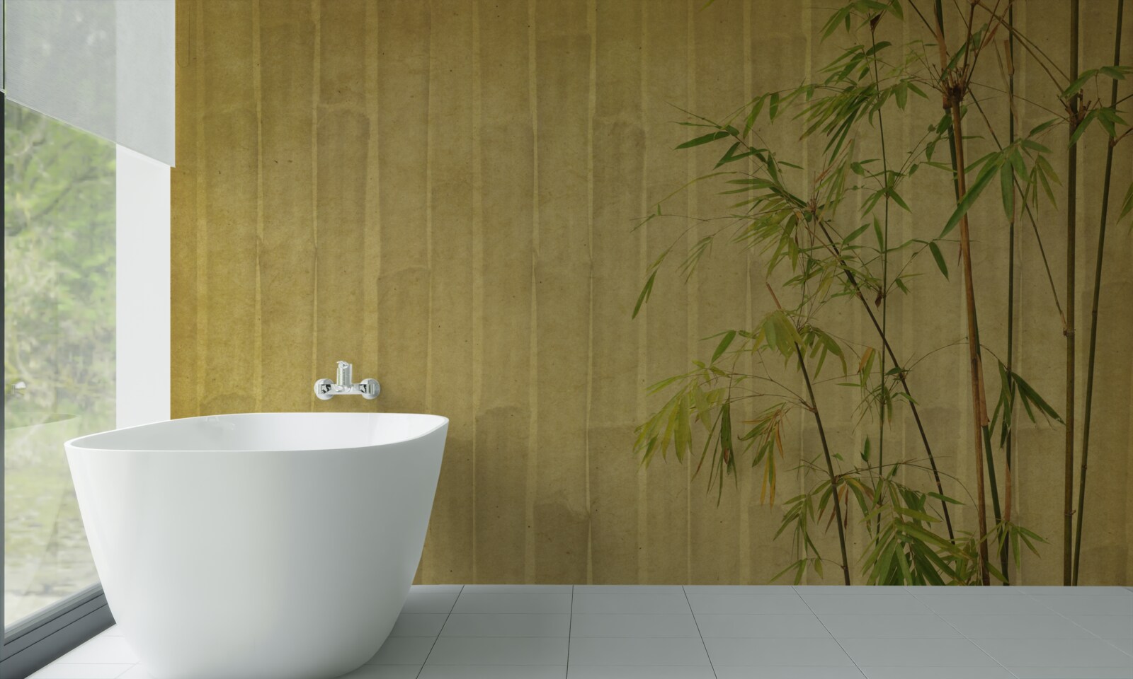 Fototapet ramurile apicale ale plantelor tropicale se află pe o placă verticală