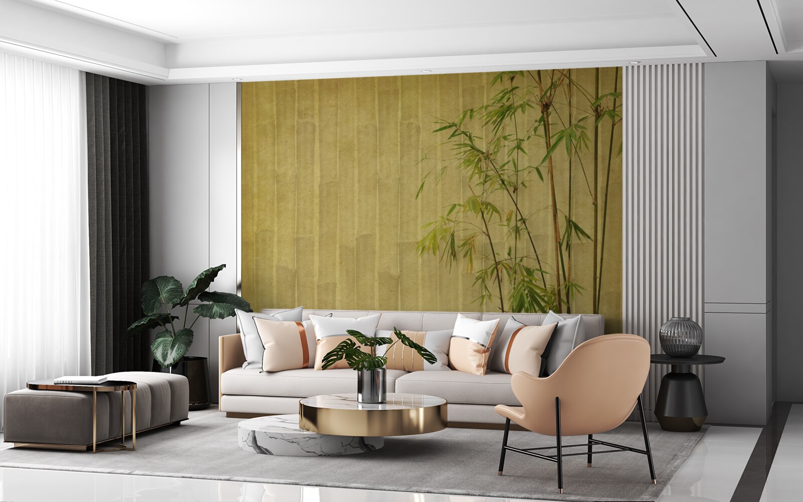 Fototapet ramurile apicale ale plantelor tropicale se află pe o placă verticală