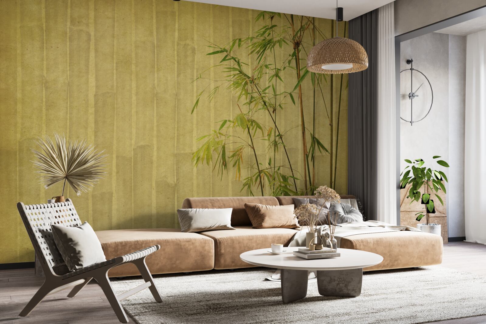 Fototapet ramurile apicale ale plantelor tropicale se află pe o placă verticală