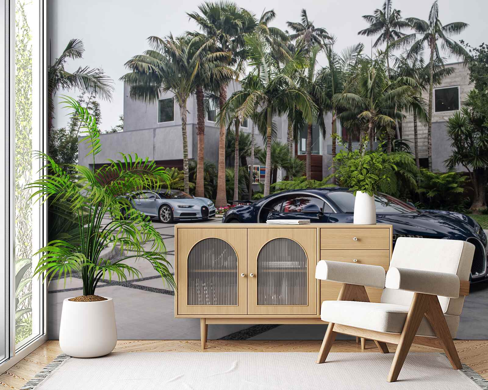 Fototapet mașini sport de lux se aflau în fața reședinței