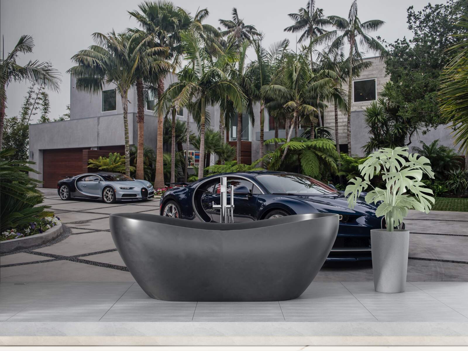 Fototapet mașini sport de lux se aflau în fața reședinței