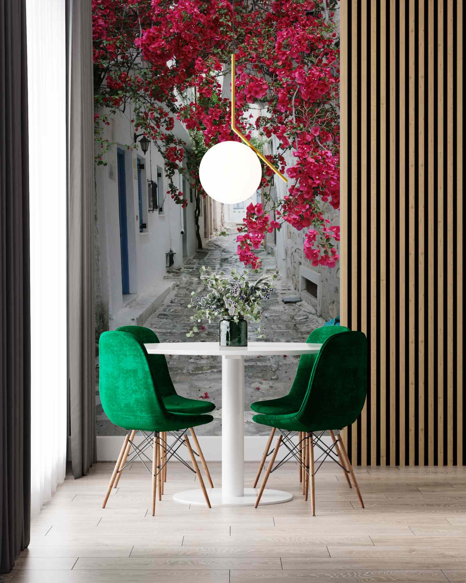 Fototapet arbuști luxurianți atârnă pe zidurile străzilor