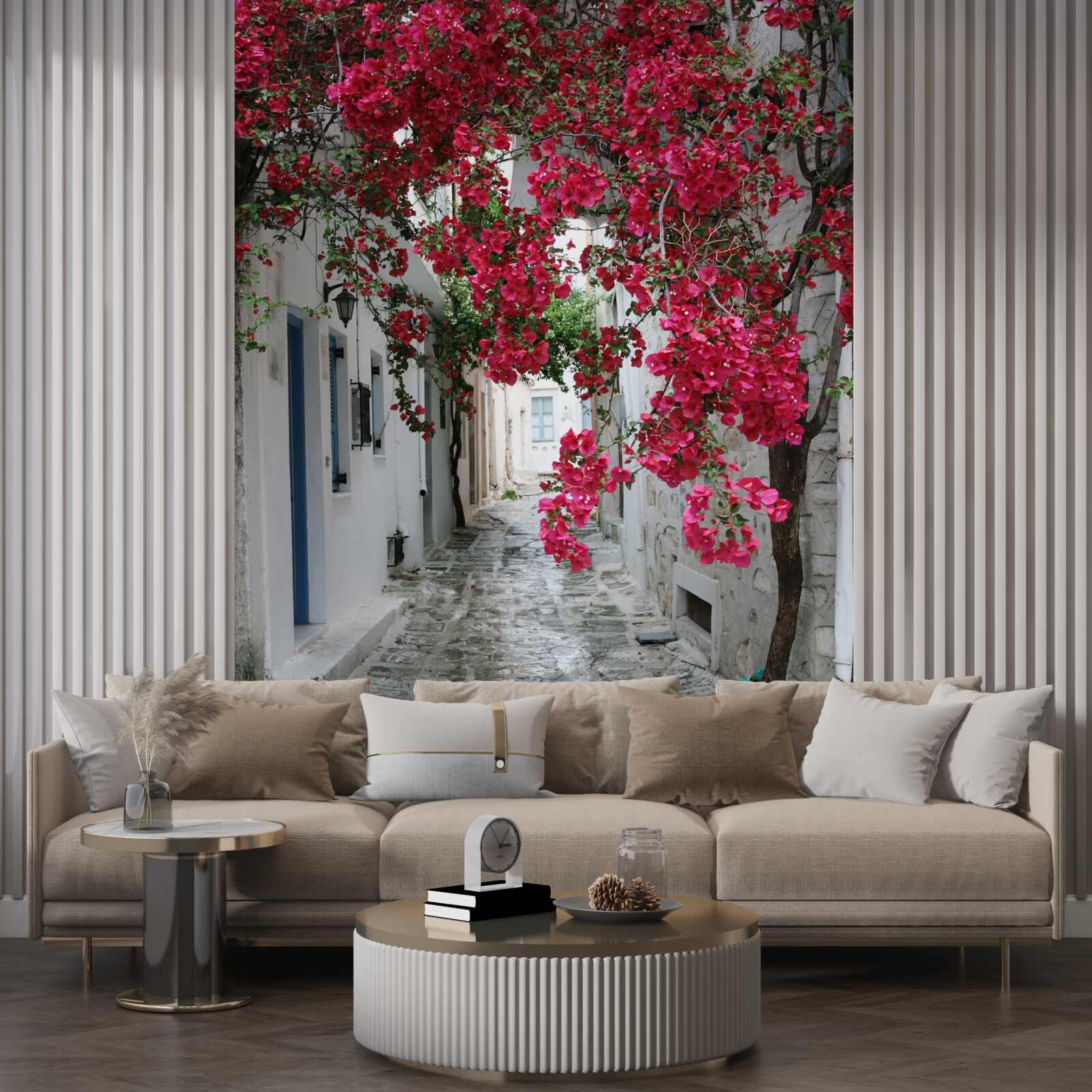 Fototapet arbuști luxurianți atârnă pe zidurile străzilor