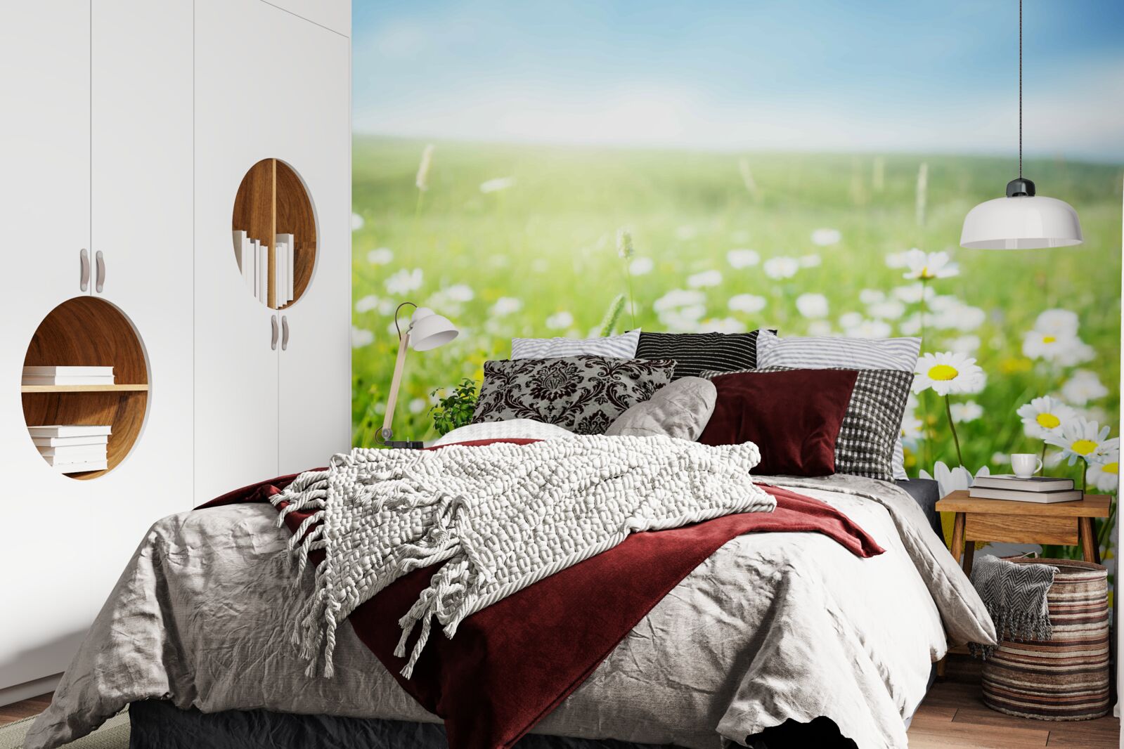 Fototapet margarete albe în razele soarelui