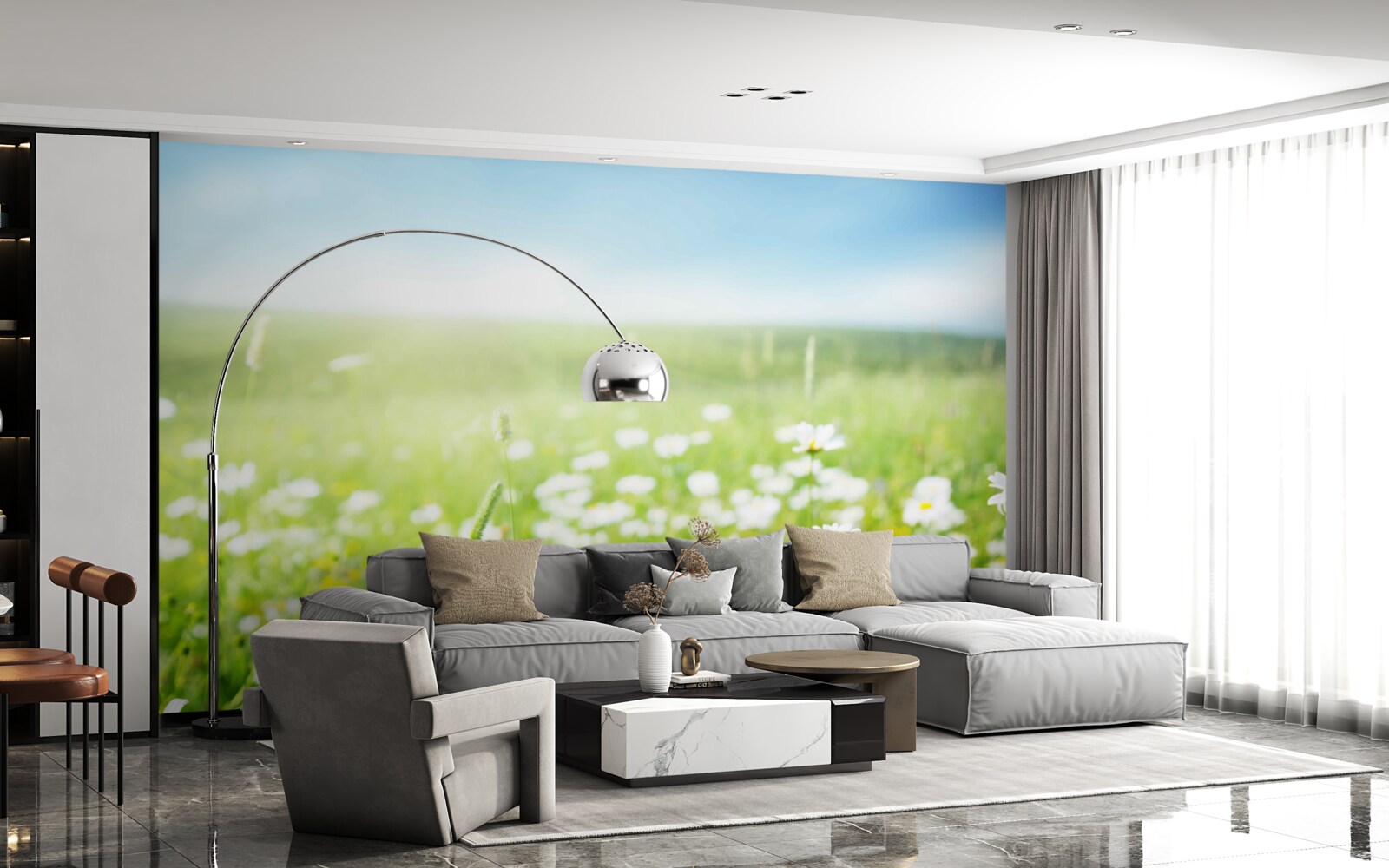 Fototapet margarete albe în razele soarelui