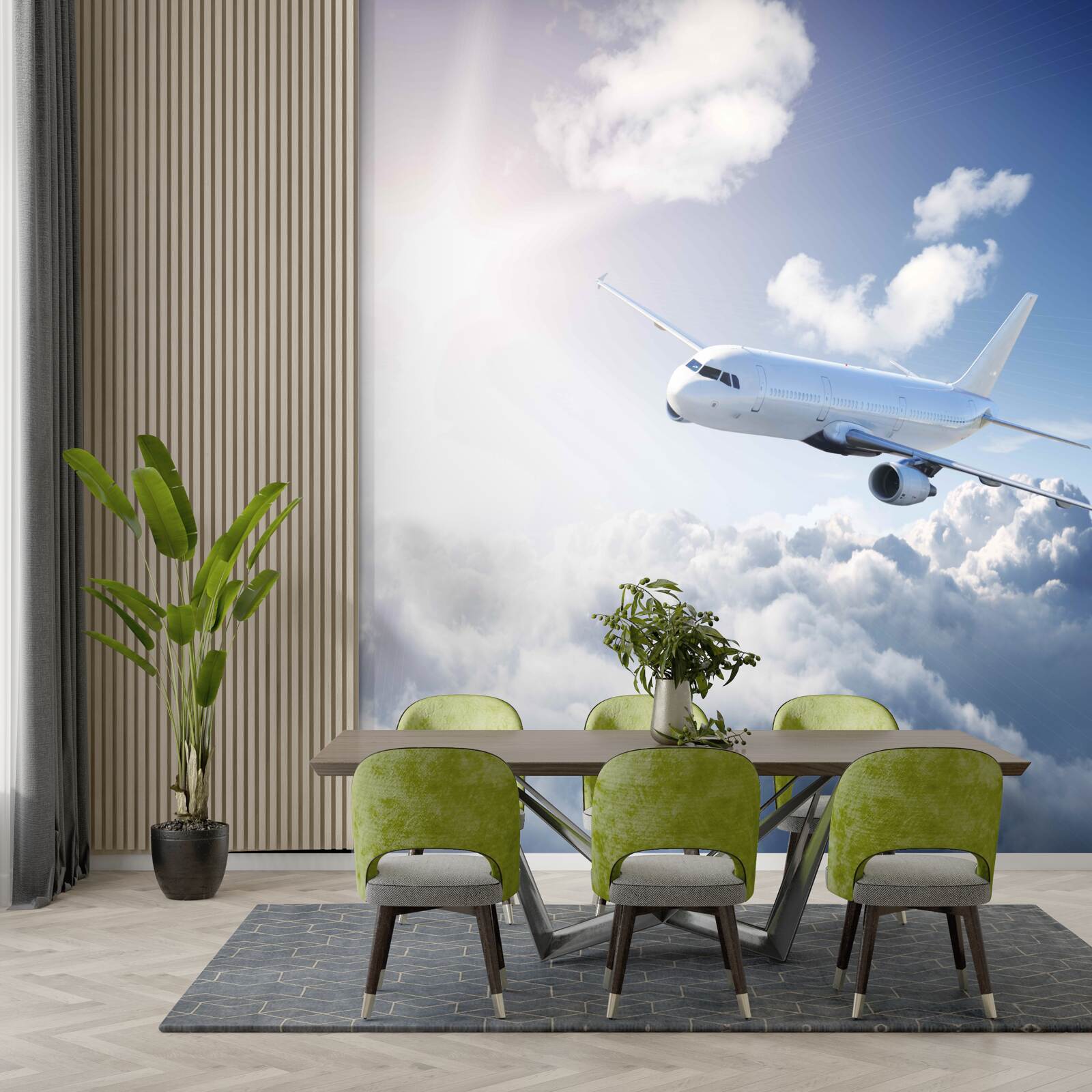 Fototapet avionul de pasageri ia zborul