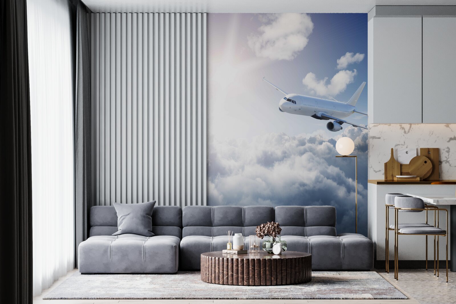 Fototapet avionul de pasageri ia zborul