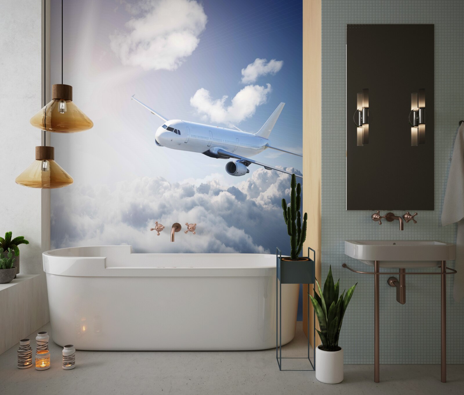 Fototapet avionul de pasageri ia zborul