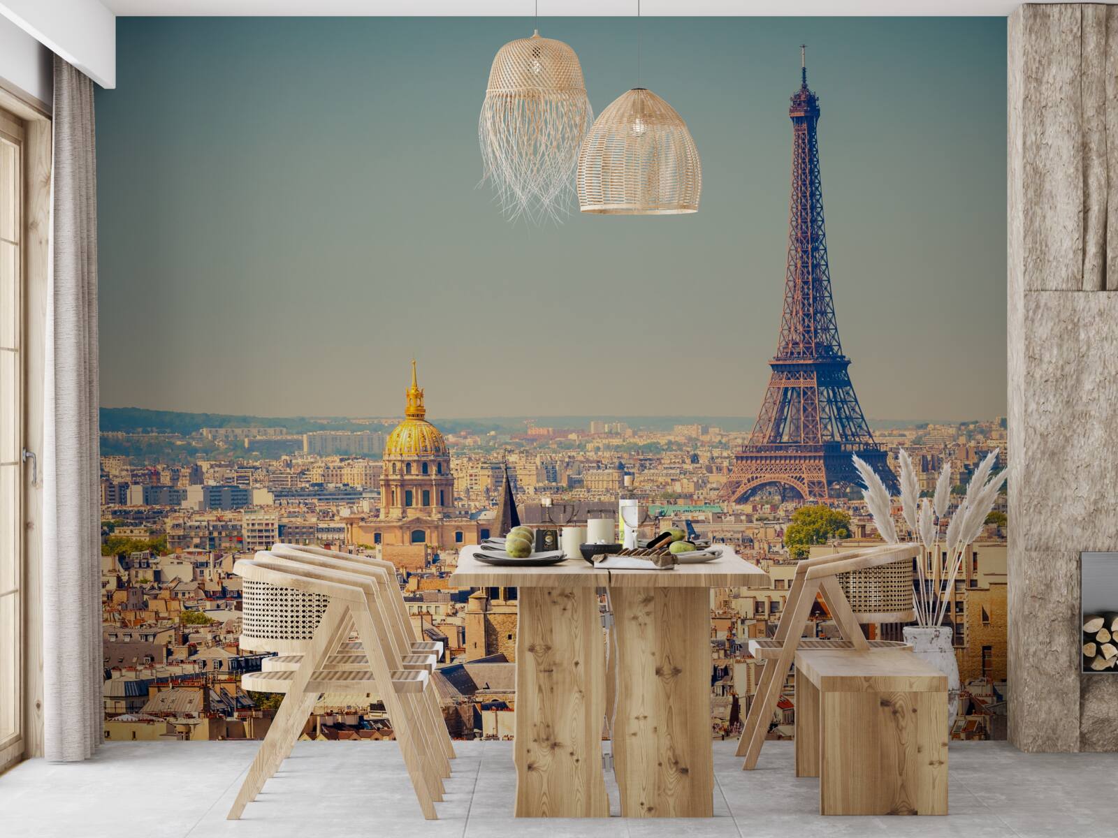 Fototapet turnul eiffel se înalță deasupra unui oraș imens