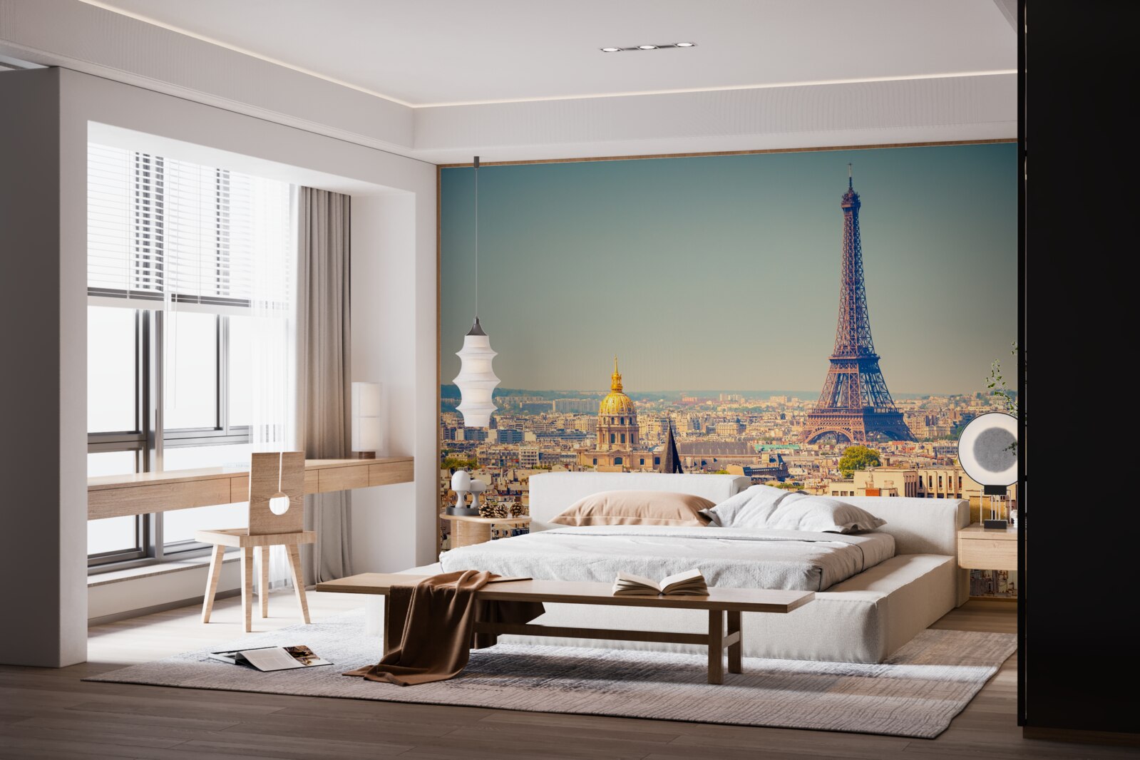 Fototapet turnul eiffel se înalță deasupra unui oraș imens