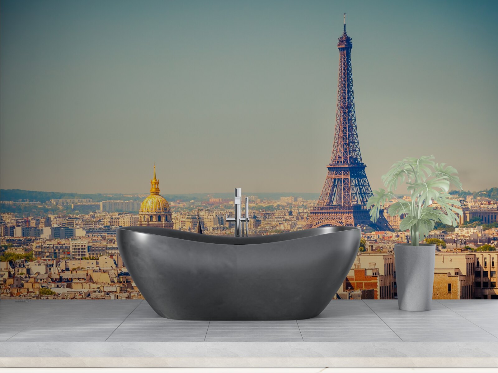 Fototapet turnul eiffel se înalță deasupra unui oraș imens