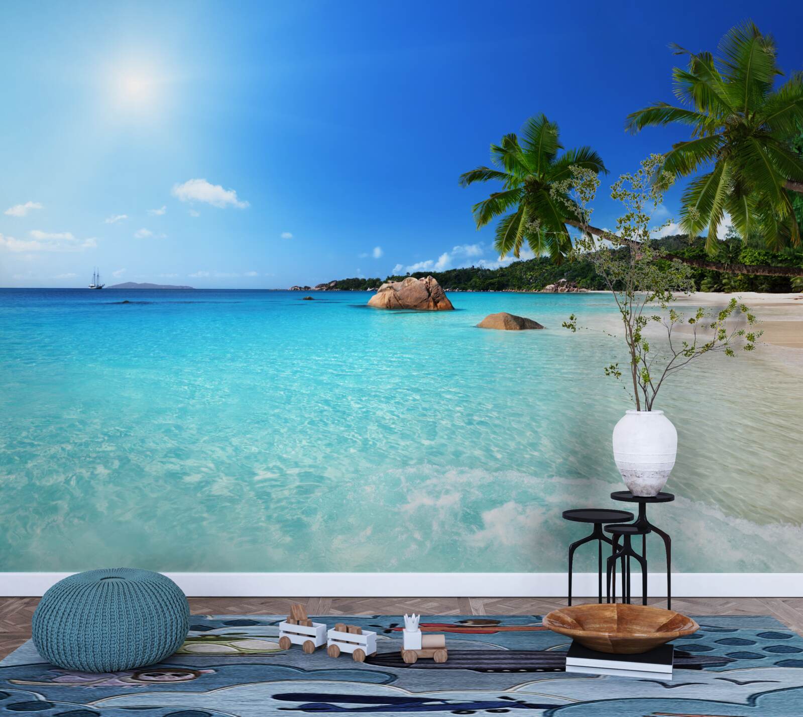 Fototapet apă turcoaz de pe un țărm exotic