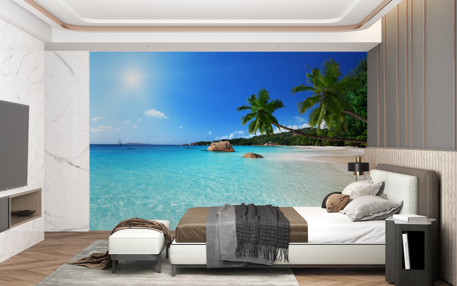 Fototapet apă turcoaz de pe un țărm exotic