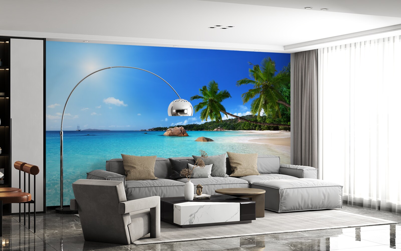 Fototapet apă turcoaz de pe un țărm exotic