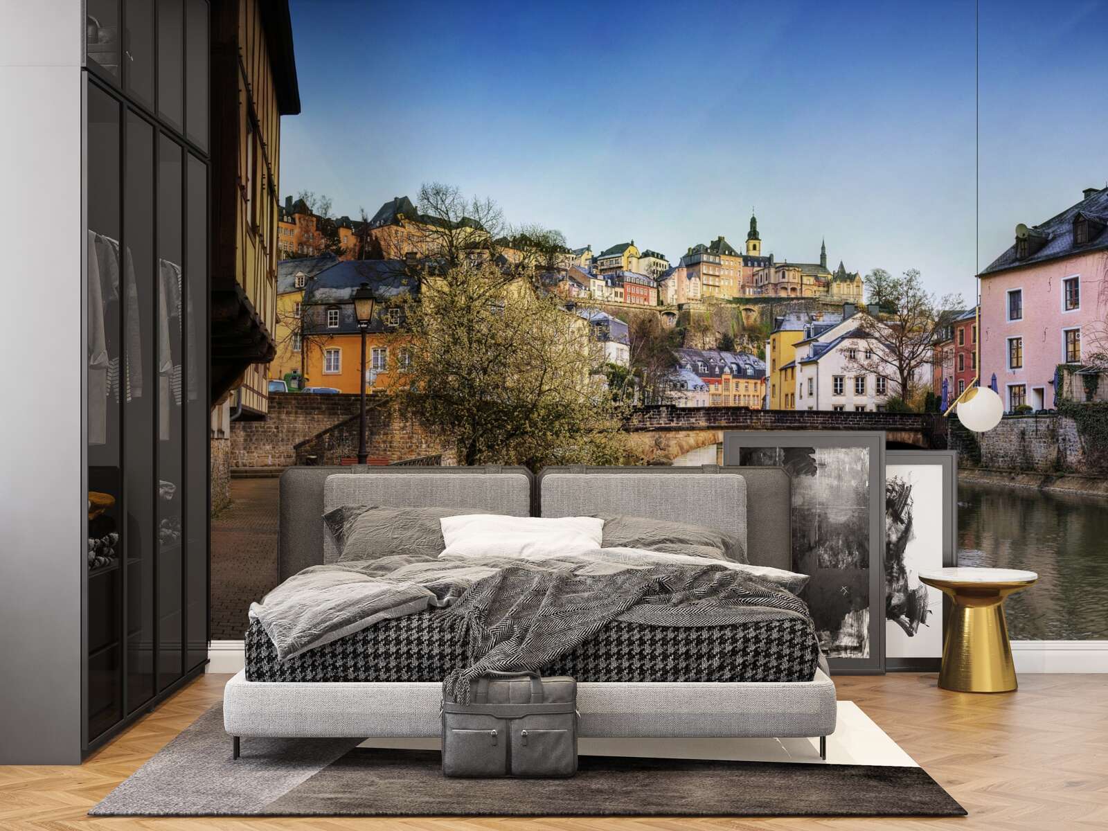 Fototapet podul peste râu care duce spre orașul vechi