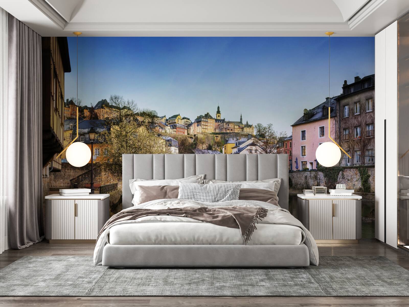 Fototapet podul peste râu care duce spre orașul vechi