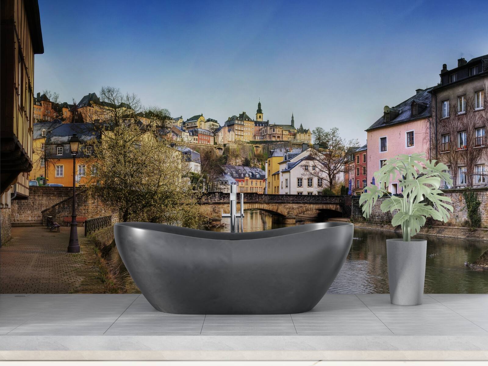 Fototapet podul peste râu care duce spre orașul vechi