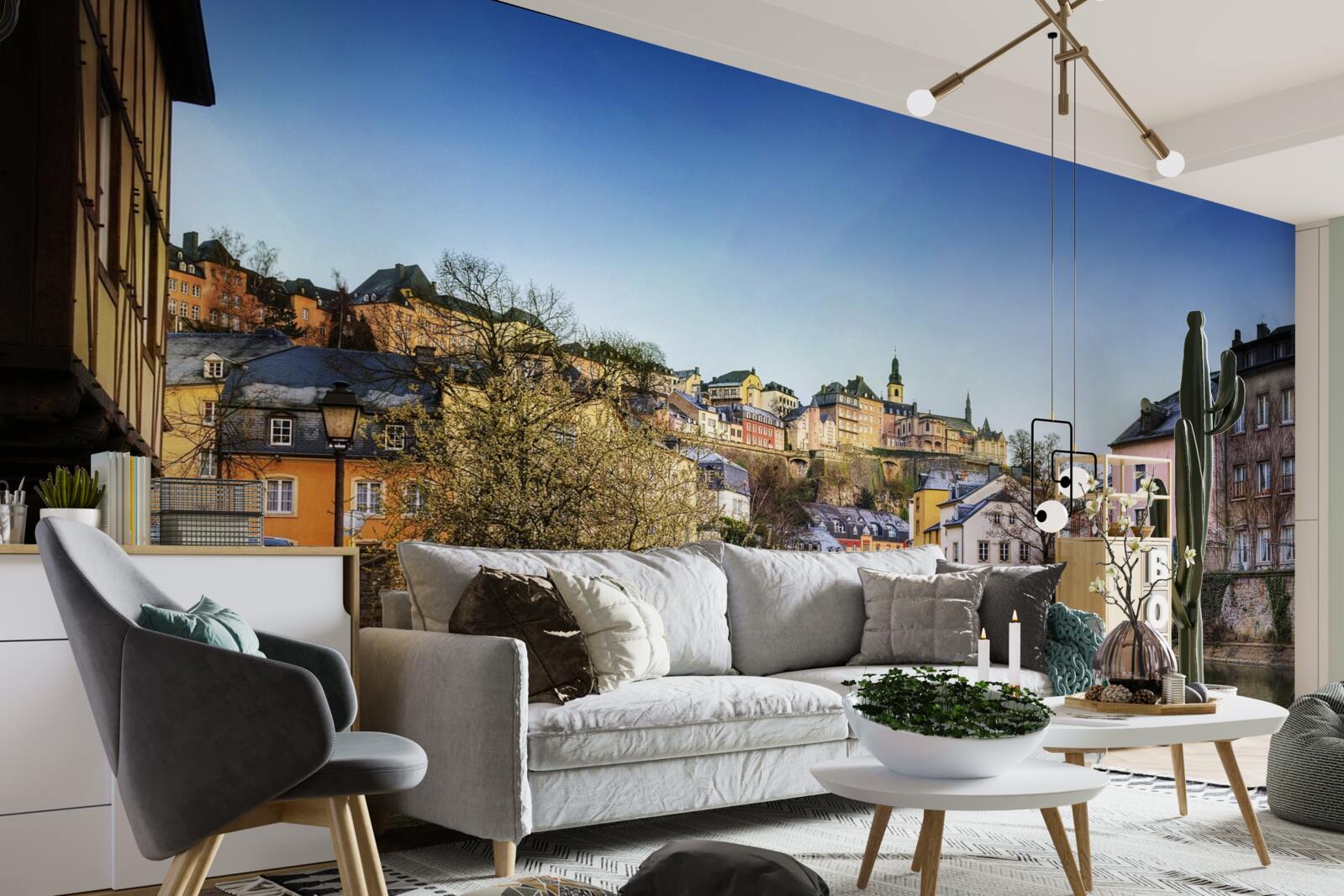 Fototapet podul peste râu care duce spre orașul vechi