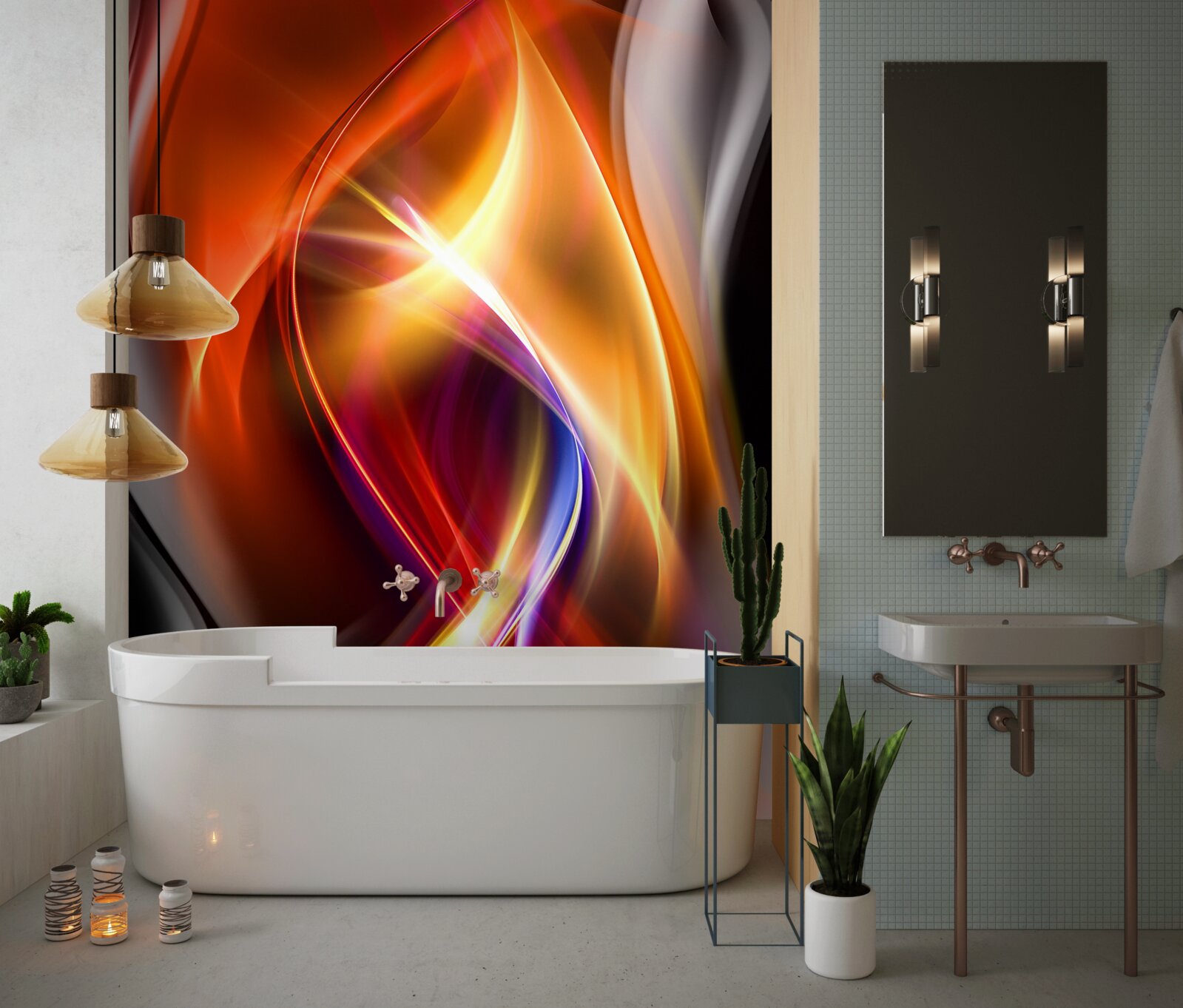 Fototapet linii netede cu culori bogate