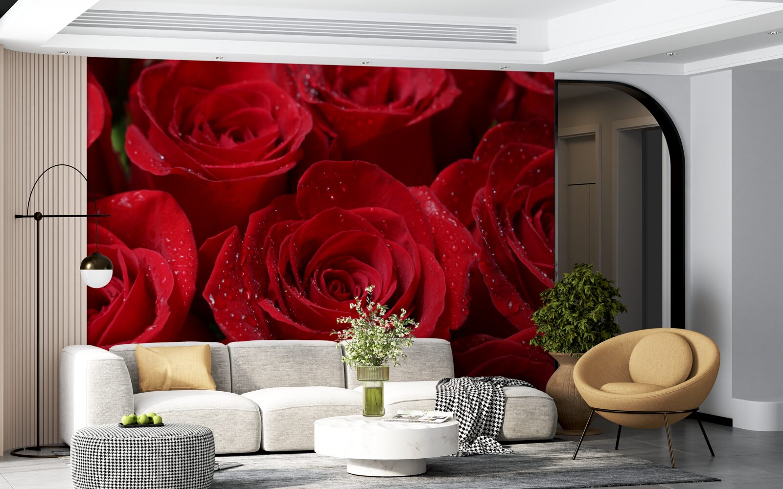 Fototapet muguri de trandafir de o nuanță stacojie bogată