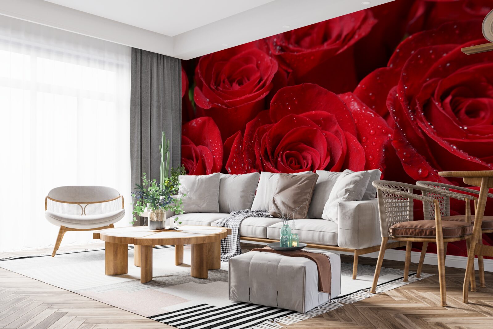 Fototapet muguri de trandafir de o nuanță stacojie bogată