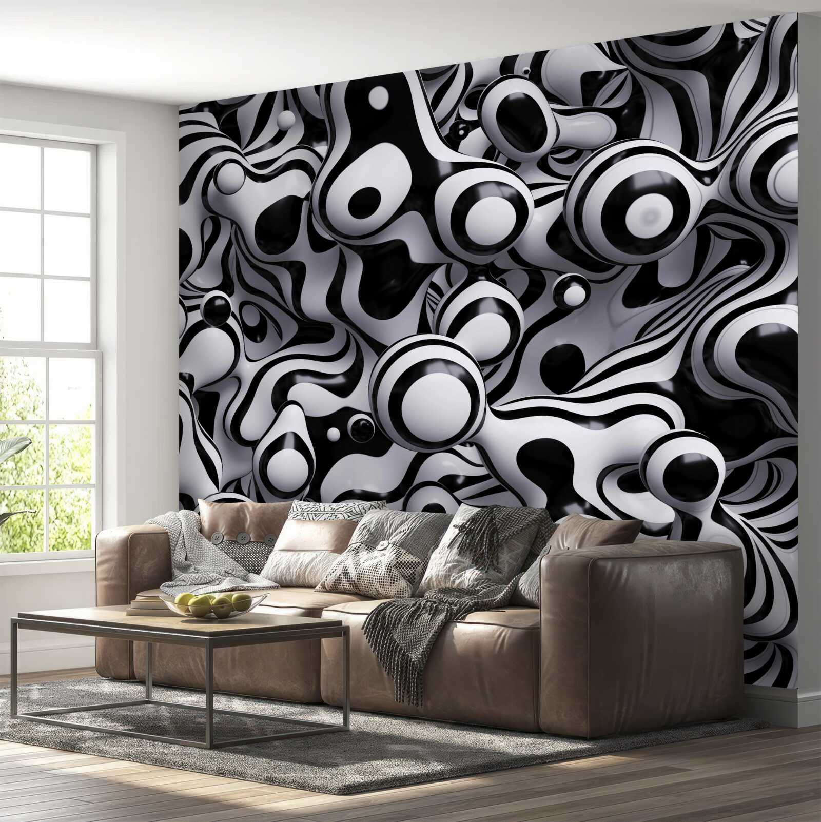 Fototapet picăturile întunecate pe un fundal de apă albă creează o abstracție