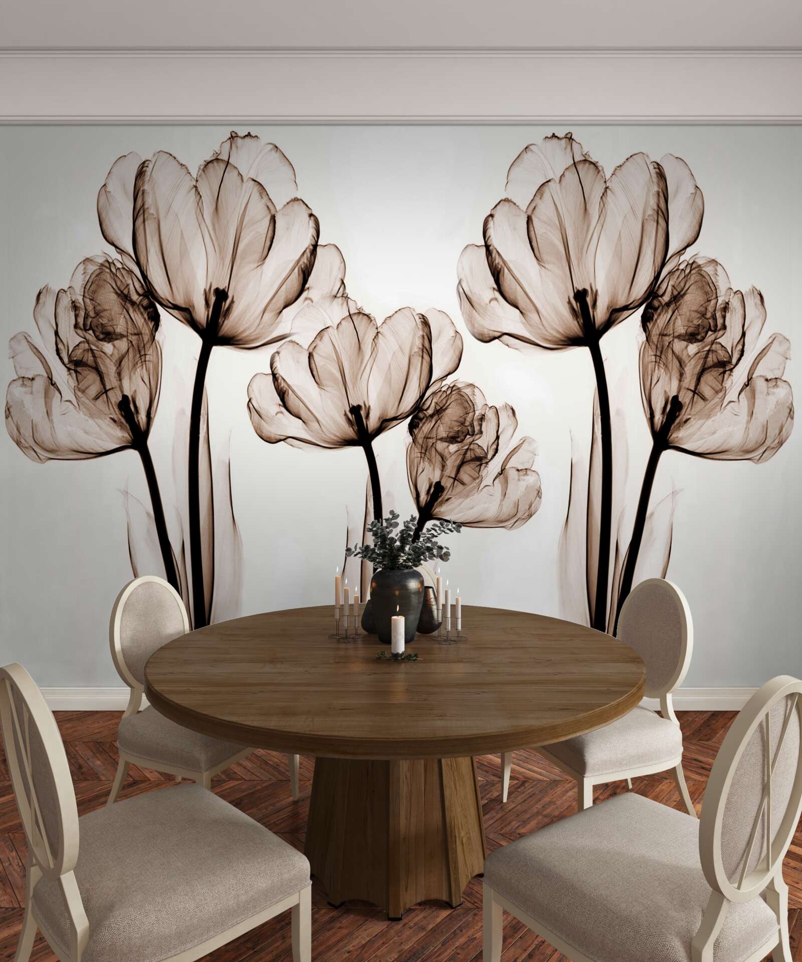 Fototapet flori delicate și grațioase cu boboci transparenți