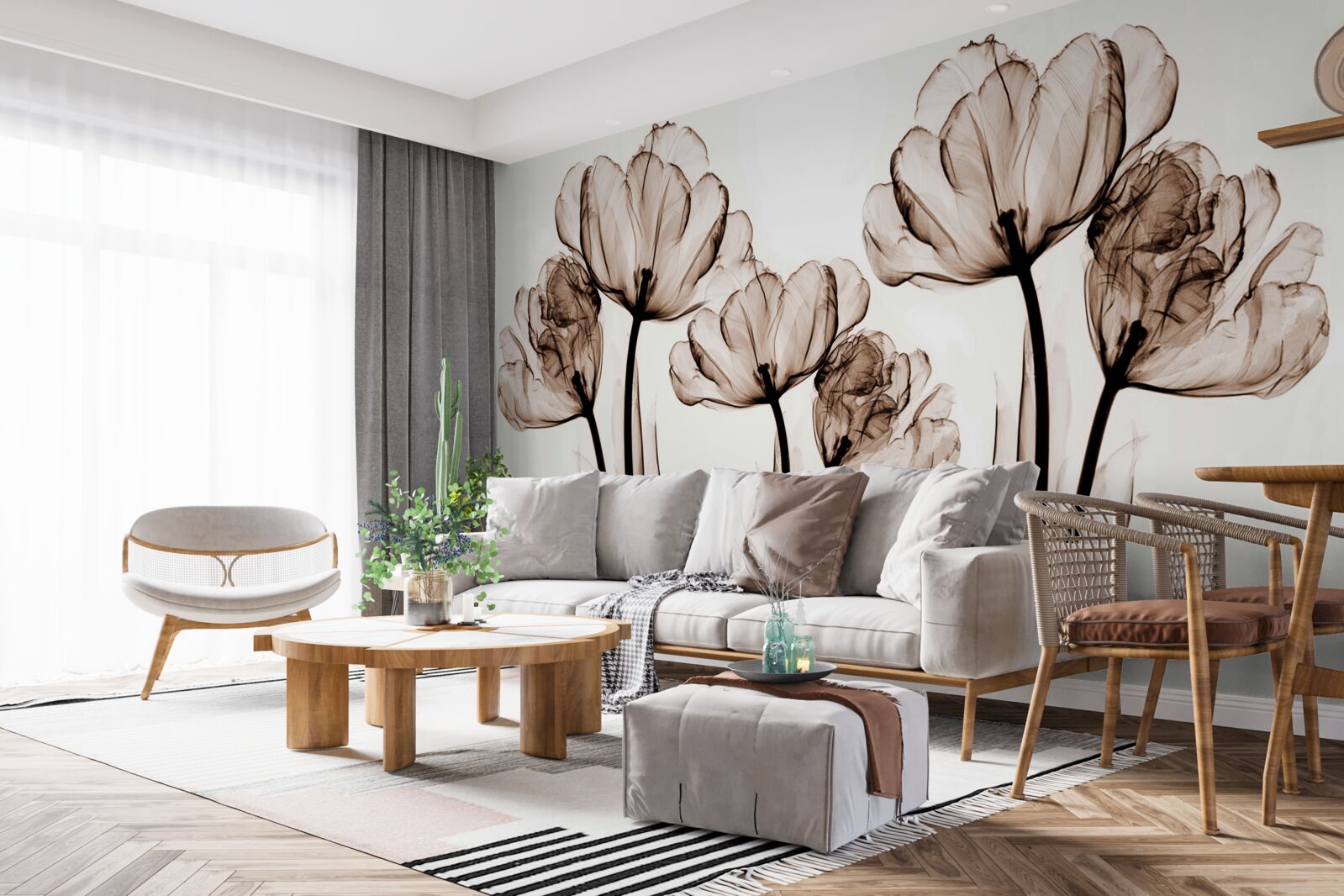 Fototapet flori delicate și grațioase cu boboci transparenți