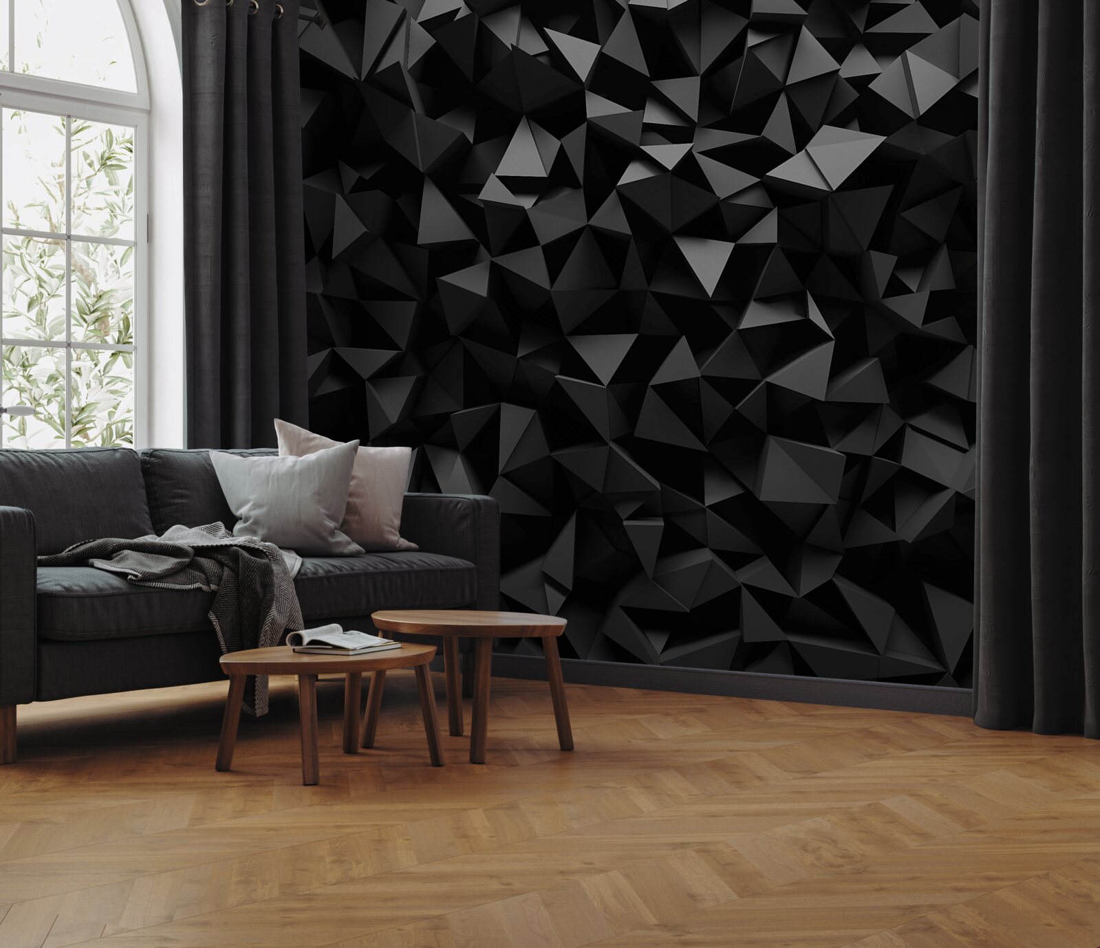 Fototapet abstracție sub formă de forme ascuțite și vârfuri întunecate