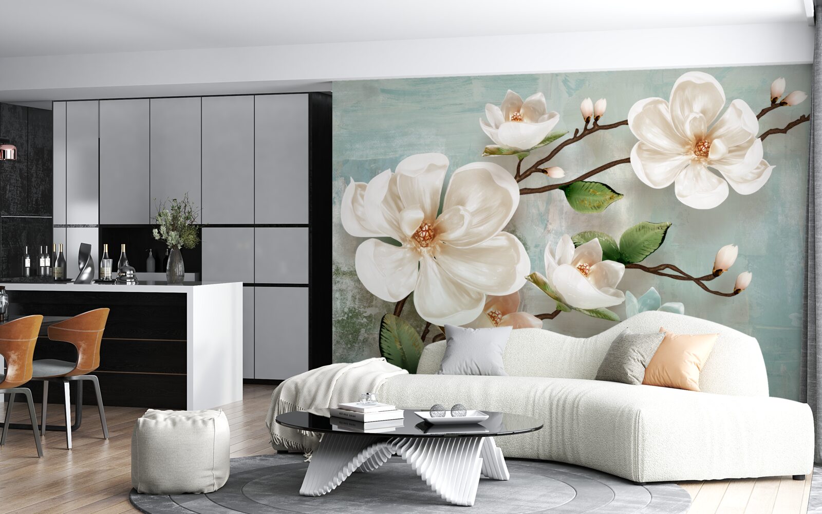 Fototapet un buchet de orhidee albe ca zăpada