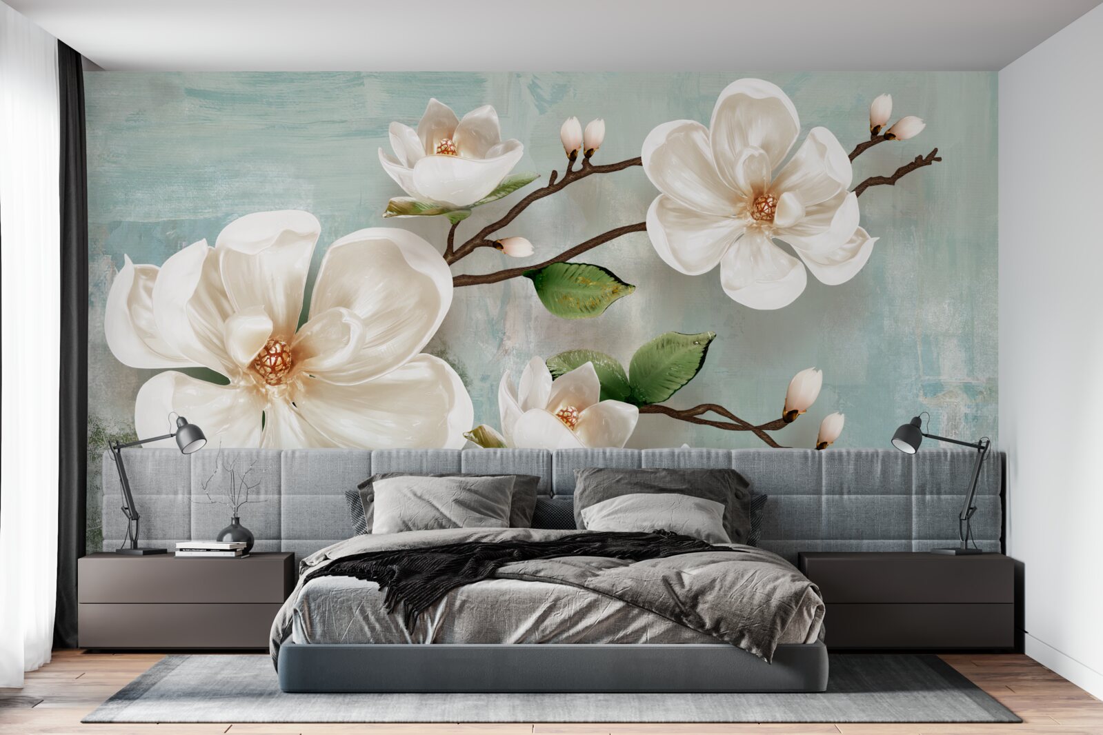 Fototapet un buchet de orhidee albe ca zăpada