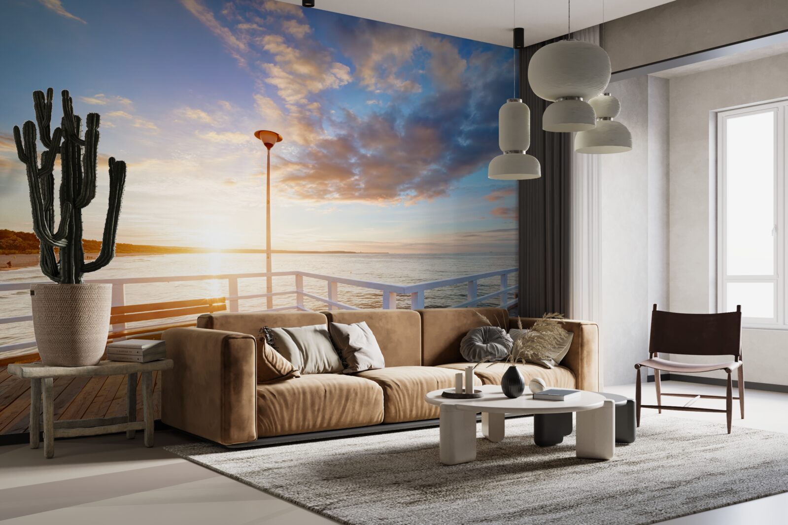 Fototapet dig de lemn abandonat vede soarele la apus