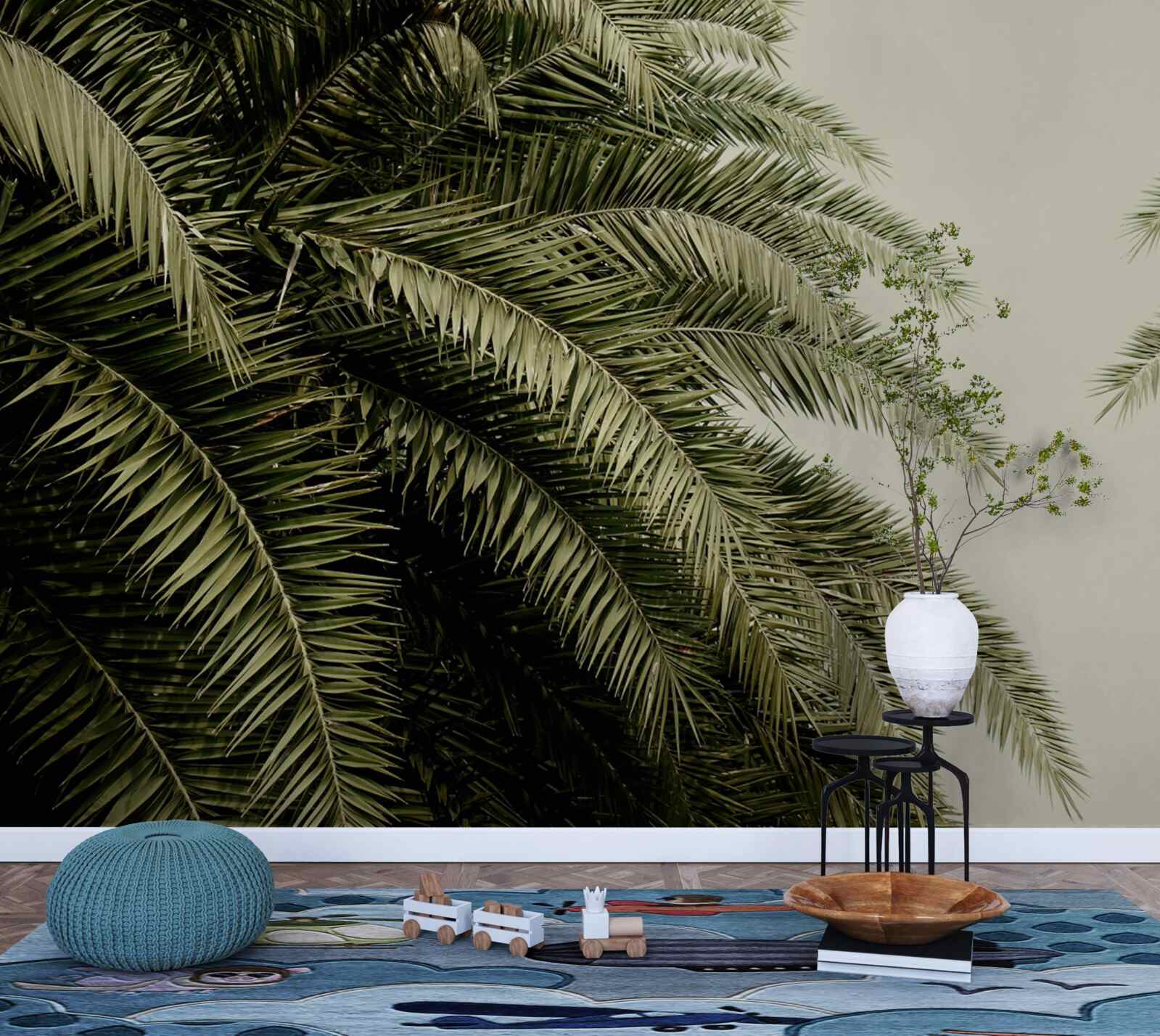 Fototapet frunze de ferigă acoperite dens cu umezeală atunci când plouă