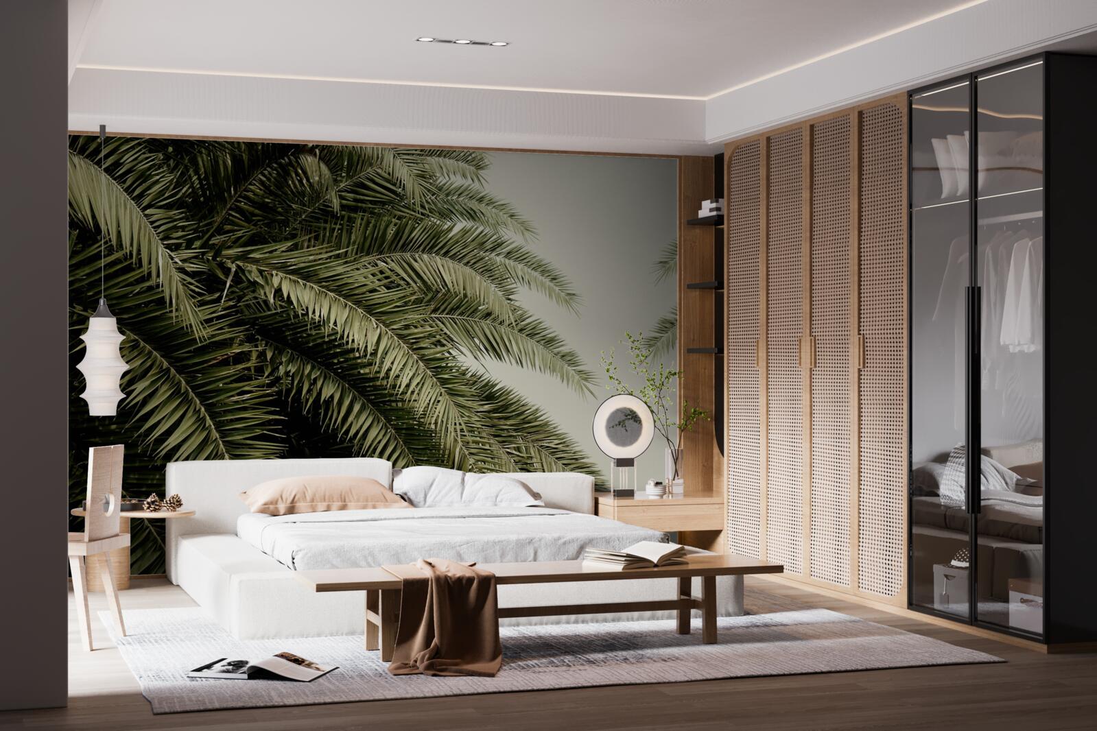 Fototapet frunze de ferigă acoperite dens cu umezeală atunci când plouă