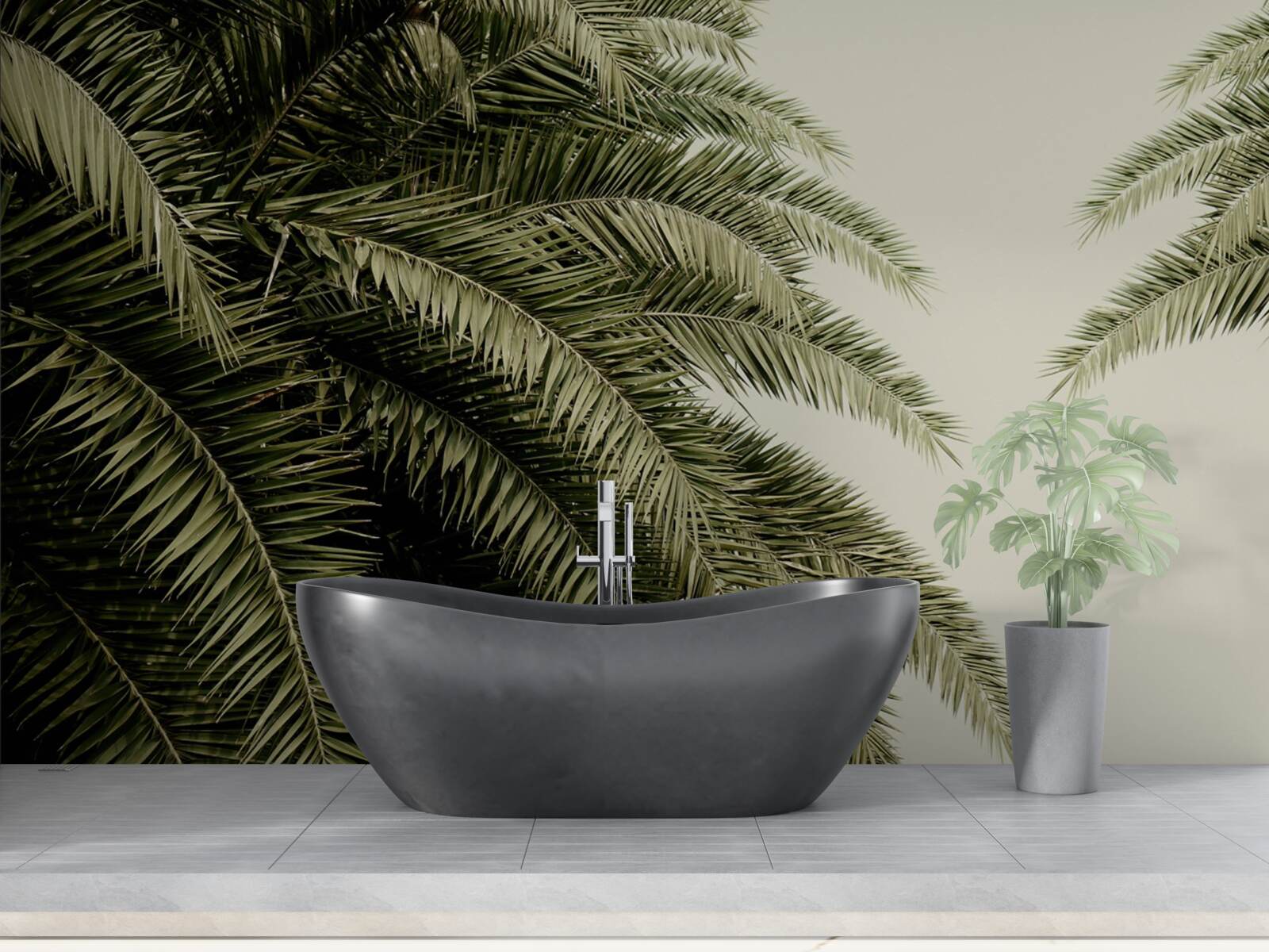 Fototapet frunze de ferigă acoperite dens cu umezeală atunci când plouă