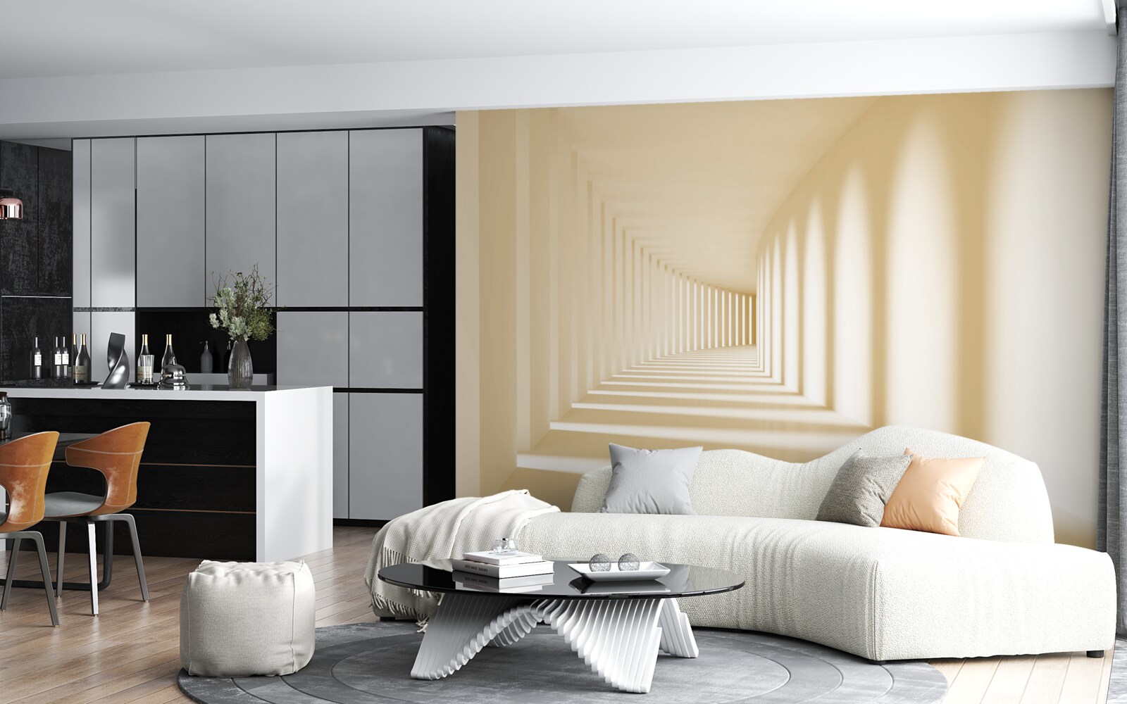 Fototapet coridor care dispare în umbra însorită