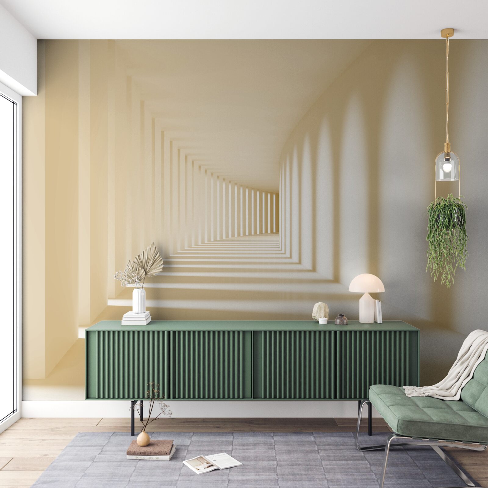 Fototapet coridor care dispare în umbra însorită