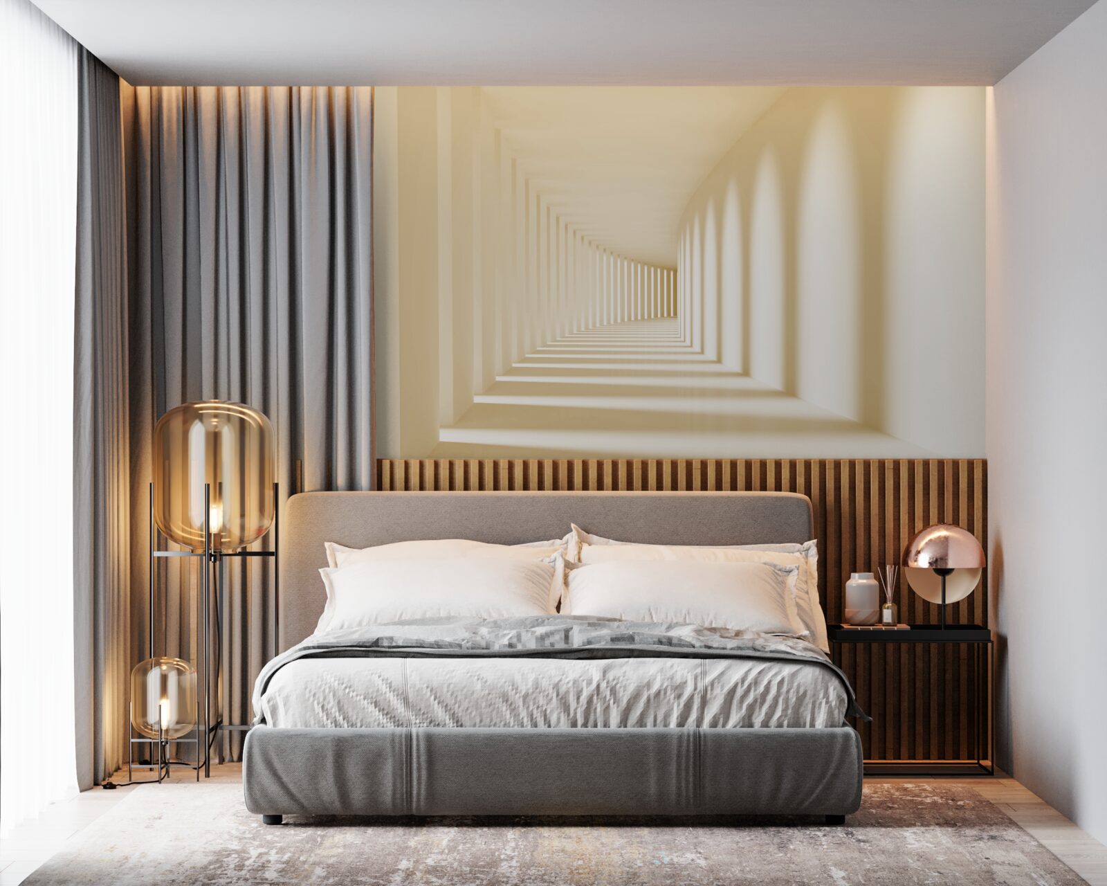 Fototapet coridor care dispare în umbra însorită