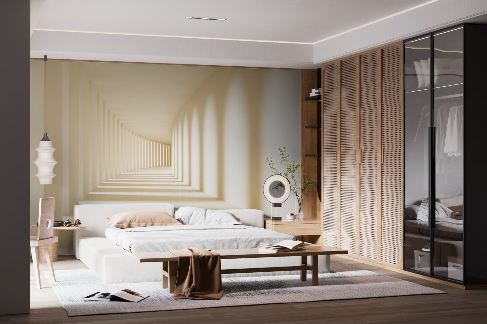 Fototapet coridor care dispare în umbra însorită