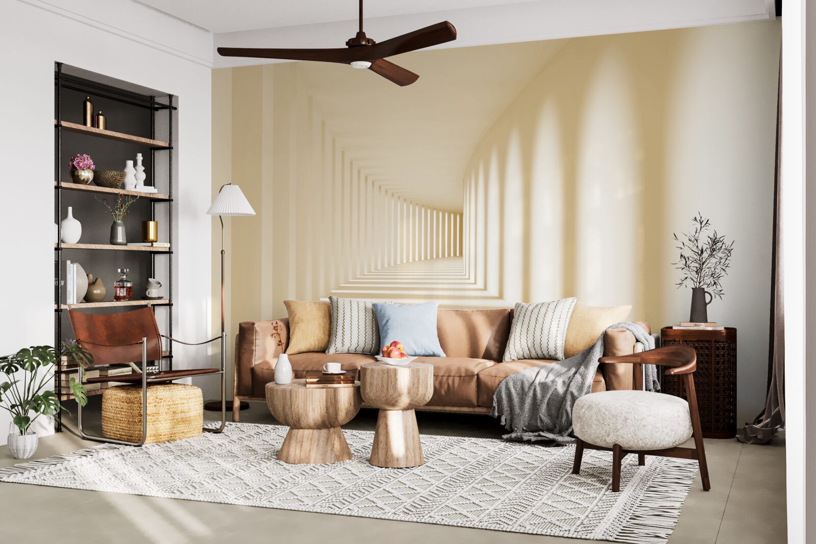 Fototapet coridor care dispare în umbra însorită