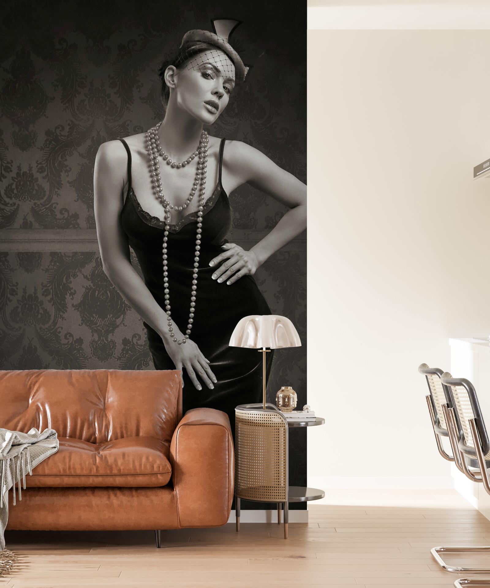 Fototapet fata este descrisă în stilul anilor 1960