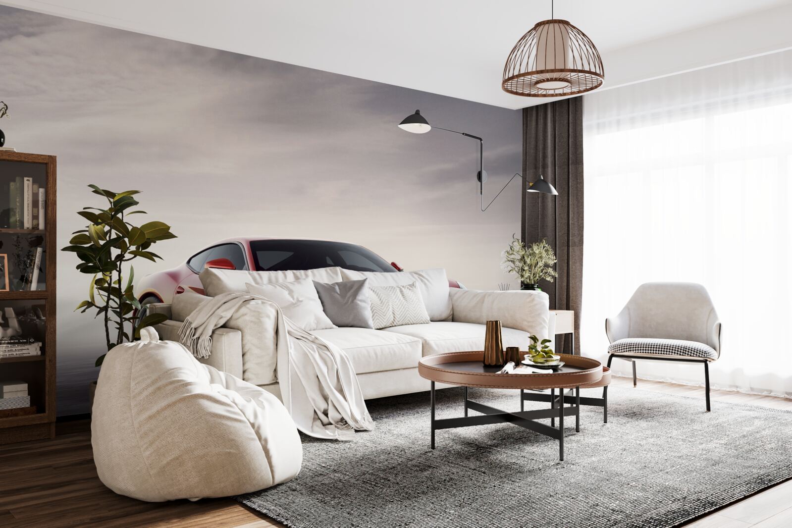 Fototapet mașina sport roșie este reprezentată pe un fundal gri