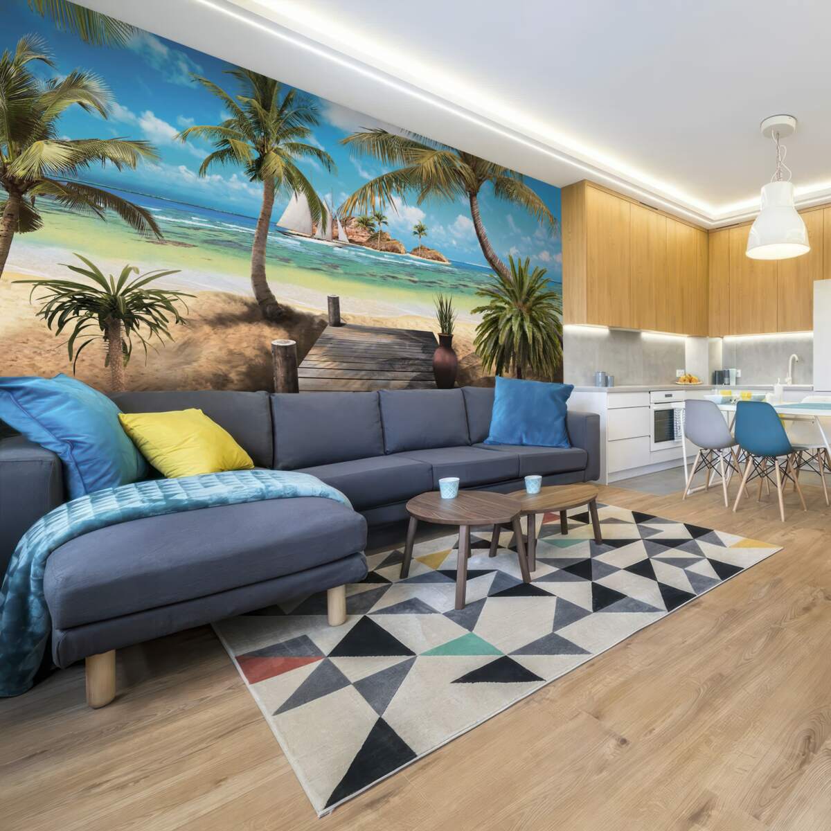 Fototapet pod de lemn care duce la țărm