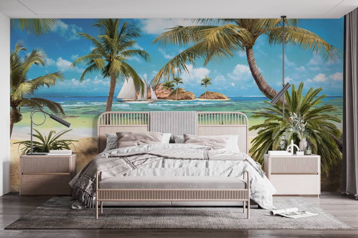 Fototapet pod de lemn care duce la țărm