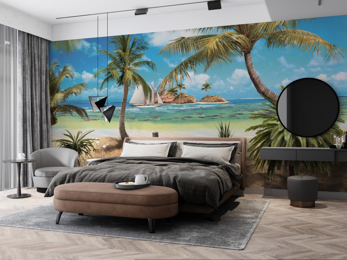 Fototapet pod de lemn care duce la țărm