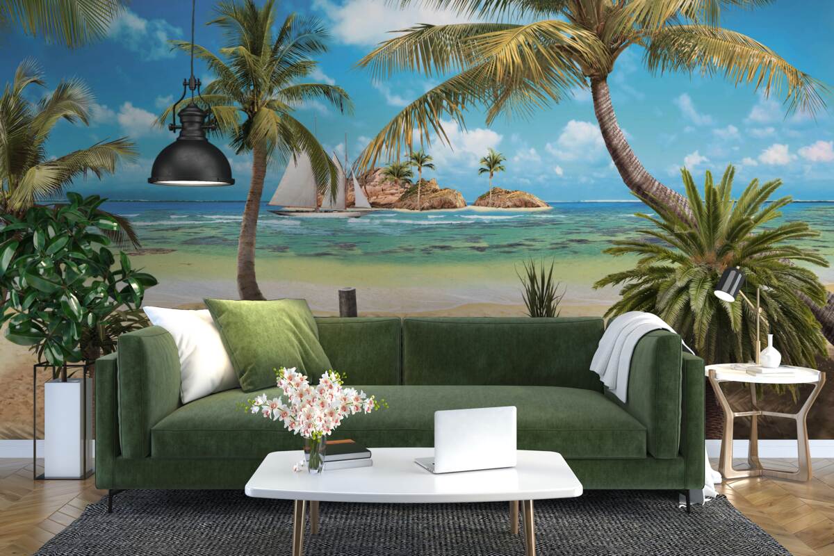 Fototapet pod de lemn care duce la țărm